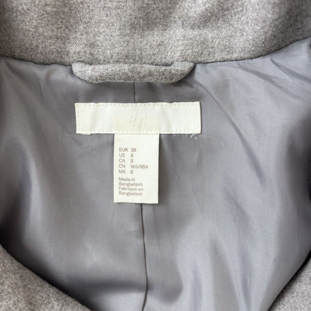 H&M Womens Gray Double Breasted Peacoat Jacket Sz 8 Classic Tailored Fit Capsule - Picture 5 of 14